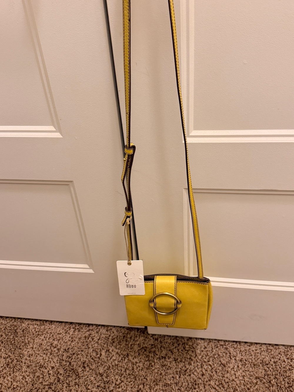 HOBO Lemon Yellow Leather Crossbody with Gold Ring